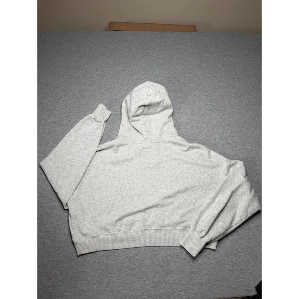 Hollister Womens Cropped Hoodie Light Grey‎ Heather Embroidered Logo XS